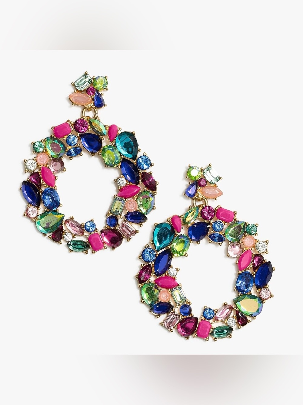 NWT J. Crew Colorful Wreath Statement Earrings